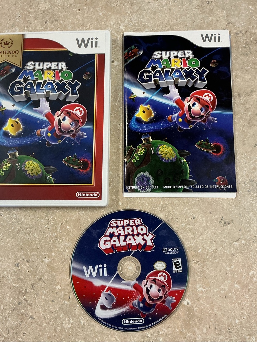 Nintendo Wii Super Mario Galaxy Tested Case, Manual & Game